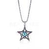Five-pointed Star Pendant Necklace Titanium Steel Star Pendant Necklace Vintage Resin Evil Eye Jewelry Guardian Charms for Men Women JN1108A-1
