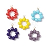 5Pcs 5 Colors Opaque Solid Color Glass Rondelle Beaded Pendants PALLOY-JF04162-02-1