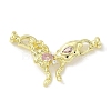 Brass Micro Pave Pink Cubic Zirconia Fold Over Clasps KK-K371-12G-1