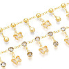 Brass Glass Butterfly Charm Link Chains CHC-T018-12B-G-1