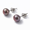 Natural Pearl Ear Studs EJEW-P223-01E-P01-1