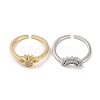 2Pcs 2 Style Cubic Zirconia Open Cuff Rings Set RJEW-B050-01-2