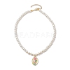 White Glass Pearl Beaded Necklaces NJEW-JN04652-01-4