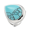 304 Stainless Steel Synthetic Turquoise Cuff Rings G-Z056-09P-04-1