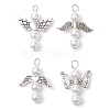 Shell Pearl Beaded Angel Pendants PALLOY-JF03016-1