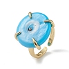 Lampwork Evil Eye Open Cuff Ring RJEW-C051-01G-03-1