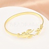 Marine Organism Brass Cuff Bangles for Women BJEW-D368-03G-G-3