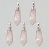 Natural Rose Quartz Pointed Pendants G-P445-E12-1