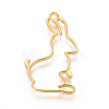 Zinc Alloy Easter Bunny Open Back Bezel Pendants PALLOY-E564-04G-2