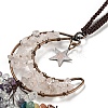 Wire Wrapped Brass Moon & Natural Rose Quartz Pendant Decoration HJEW-C006-02F-3