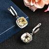 925 Sterling Silver Micro Pave Cubic Zirconia Dangle Hoop Earrings EJEW-F371-01A-02-3