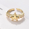 Brass Micro Pave Clear Cubic Zirconia Cuff Finger Rings RJEW-C120-11G-2