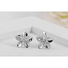 Flower Real Platinum Plated Fashion Eco-Friendly Alloy Micro Pave Cubic Zirconia Stud Earrings EJEW-AA00100-P-2