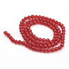 Faceted Red Transparent Glass Round Bead Strands X-GLAA-R095-6mm-22-2