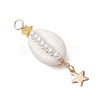 3Pcs 3 Styles Natural Cowrie Shell  Copper Wire Wrapped Glass Pearl Pendants PALLOY-JF03503-4