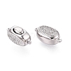 Brass Micro Pave Clear Cubic Zirconia Box Clasps KK-Q074-06P-1