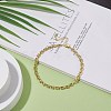 Brass Initial Letter U Link Chain Anklet for Women AJEW-AN00489-2