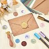 Brass Wax Seal Stamps with Wood Handle AJEW-WH0412-0091-4
