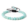 Natural Dyed Amazonite Round Bead Adjustable Braided Bracelets UO3136-40-1