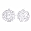 Tarnish Resistant 201 Stainless Steel Filigree Pendants STAS-R102-12P-1