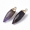 Top Golden Plated Natural Amethyst Pointed Pendants X-G-S359-078F-3