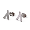 304 Stainless Steel Greek Alphabet Stud Earrings STAS-D007-07P-11-1