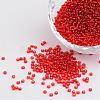 Dark Red 11/0 Grade A Round Transparent Glass Seed Beads X-SEED-Q007-F38-1