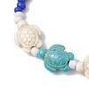 Summer Beach Turtle Synthetic Turquoise & Pearl Bracelet Sets BJEW-JB10347-02-4
