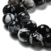 Dyed Natural Fire Crackle Agate Faceted Round Beads Strands G-E320C-8mm-08-3