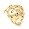 Brass Micro Pave Clear Cubic Zirconia Open Cuff Rings for Women RJEW-I111-03G-02-4