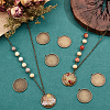 50Pcs Flat Round Alloy Pendant Cabochon Settings TIBEP-SC0002-90-4
