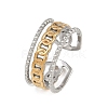 304 Stainless Steel Double Color Cuff Rings RJEW-S635-01GP-14-4