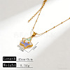 304 Stainless Steel Enamel & Plastic Pearl Pendant Necklaces WG418AA-01-1