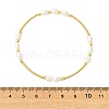 Rice Natural Cultured Freshwater Pearl & Brass Beaded Copper French Wired Bangles BJEW-JB13981-4