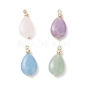 4Pcs 4 Styles Natural Amethyst & Rose Quartz & Green Aventurine & Dyed Quartz Teardrop Charms with Brass Bails PALLOY-JF04268-01-1