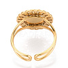 Flower 304 Stainless Steel Cuff Ring Components STAS-T066-02G-3