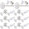 300Pcs 304 Stainless Steel Flat Round Blank Peg Earring Post STAS-SC0007-33B-1
