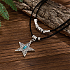 1 Set Alloy Pave Synthetic Turquoise Pendant Double Layer Cord Necklaces NJEW-CL0001-09B-5