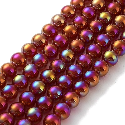 Electroplated Natural Red Agate Beads Strands G-Z038-B04-01AB-1