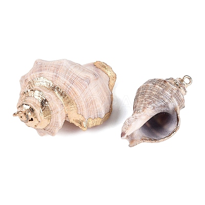 Electroplate Natural Sea Shell Big Pendants SSHEL-Q100-23KCG-1