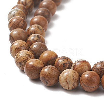 Natural Picture Jasper Round Bead Strands G-G-P070-55-8mm-1