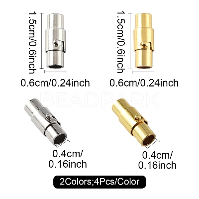 8 Sets 2 Colors Brass Locking Tube Magnetic Clasps KK-FS0001-61-1