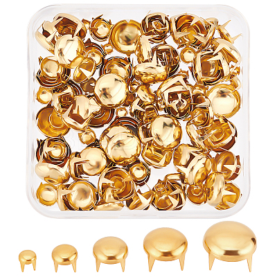 200Pcs 5 Style Brass Four-Claw Rivets KK-GF0001-07G-1