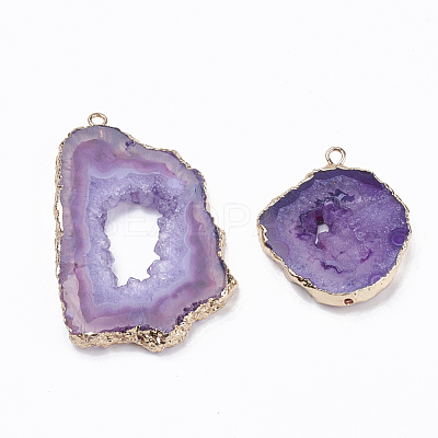 Natural Druzy Agate Slices Pendants G-Q494-65M-G-1
