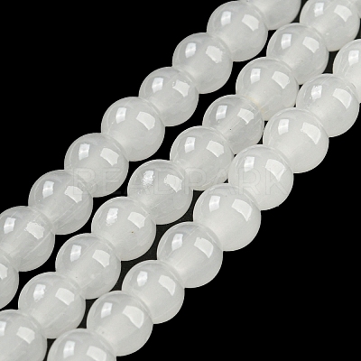 Baking Paint Imitation Jade Glass Round Bead Strands X-DGLA-Q021-6mm-01-1