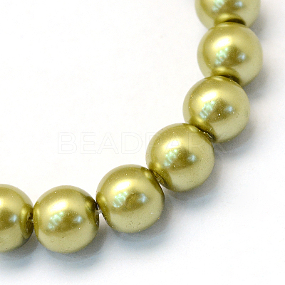 Baking Paint Pearlized Glass Pearl Round Bead Strands X-HY-Q330-8mm-43-1