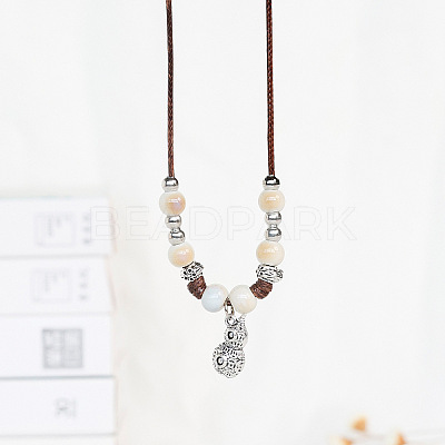Alloy Pendant Waxed Cord Necklaces FS-WGBC2DA-06-1