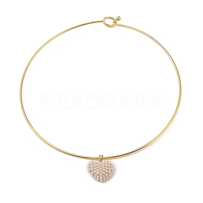 Brass with ABS Imitation Pearl Charm Necklace BJEW-Q350-05C-G-1