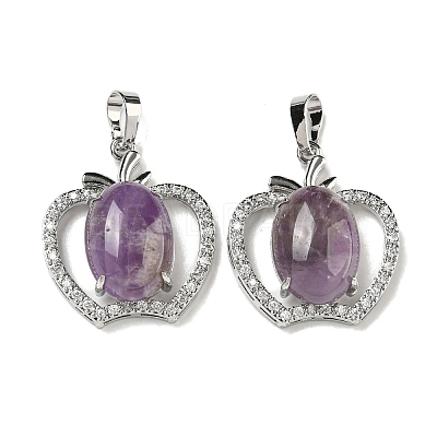 Natural Amethyst with Clear Cubic Zirconia Pendants G-G133-03P-24-1