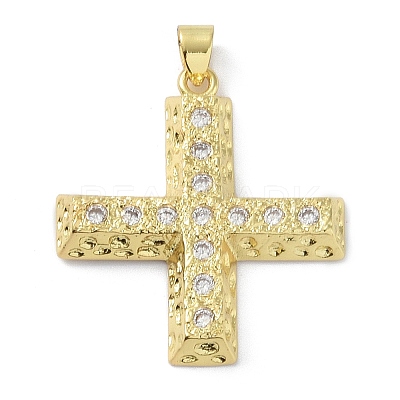 Rack Plating Brass Micro Pave Cubic Zirconia Pendants KK-K341-46G-1